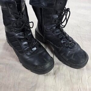 Bates Mens 8.5 Tactical Side Zip Combat Boots Black Leather Nylon E22611 8 inch